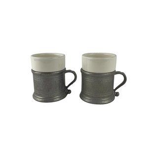 2x Wilton Armetale Pewter Mug Ceramic Insert RPW Vintage 1972 Columbia USA